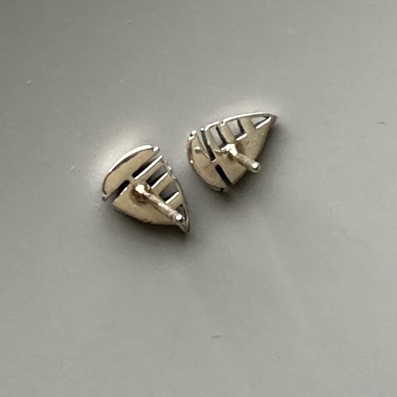 Sterling Silver Tiny Stud Sailboat Earrings - Picture 8 of 13